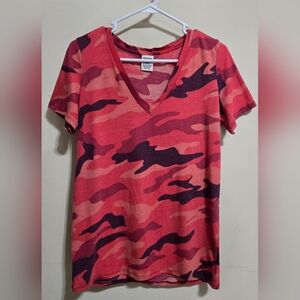 Women's PINK Camo V Neck Tee